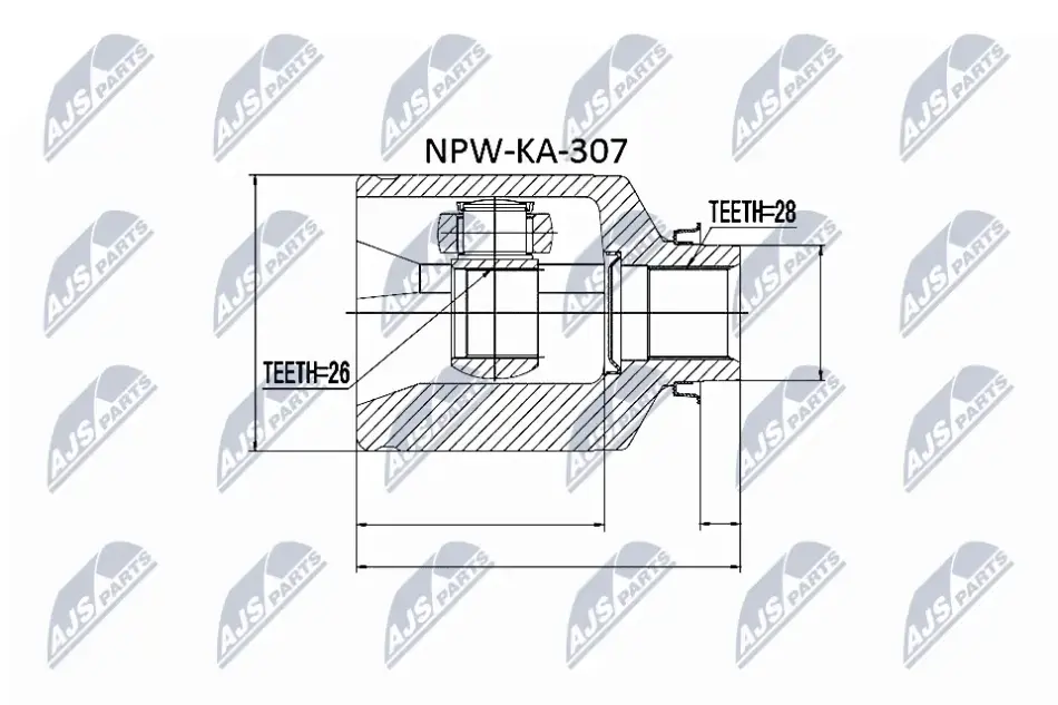 Шарнір рівних кутових швидкостей (ШРУС), внутрішній NTY NPW-KA-307 (фото 1)