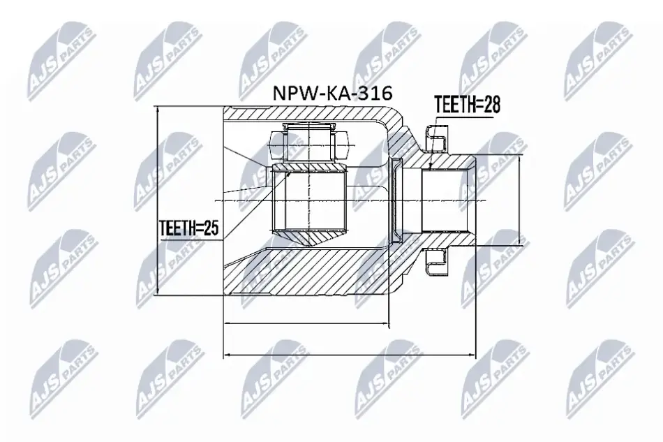 Шарнір рівних кутових швидкостей (ШРУС) NTY NPWKA316 (фото 1)