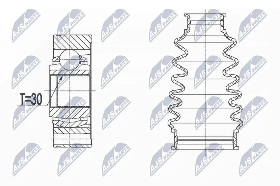 ШРКШ внутр. HYUNDAI ix35, TUCSON (JM), KIA SORENTO II, SPORTAGE (вир-во) NTY NPW-KA-336 (фото 1)