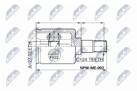 Шарнір рівних кутових швидкостей (ШРУС), внутрішній NTY NPW-ME-002