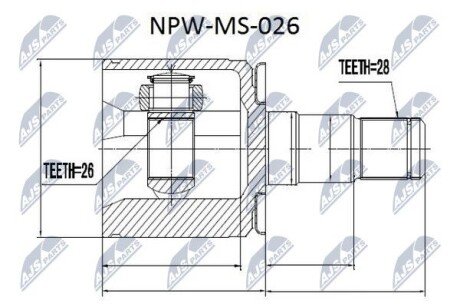 Шрус внутренний левый Pajero, Pajero Sport, L200, Delica NTY NPWMS026