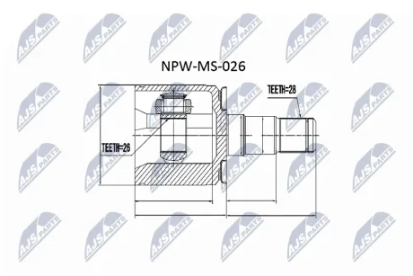 Шрус внутренний левый Pajero, Pajero Sport, L200, Delica NTY NPWMS026