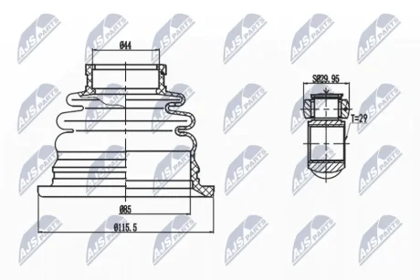 Шарнір рівних кутових швидкостей (ШРУС), внутрішній NTY NPW-MS-041