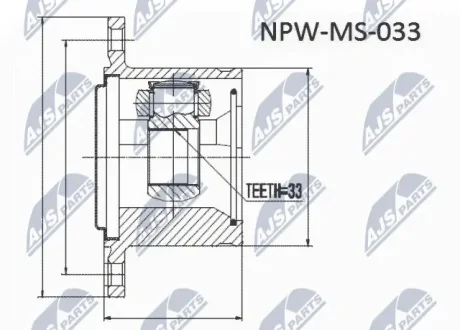 Шарнір рівних кутових швидкостей (ШРУС), внутрішній NTY NPW-MS-054