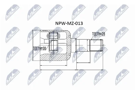 Шарнір рівних кутових швидкостей (ШРУС), внутрішній NTY NPW-MZ-013