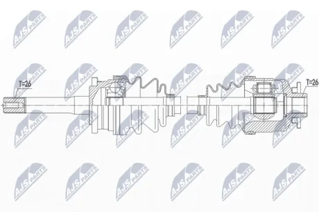 Полуось правая mazda b2500 2.5d/2.5td 4wd 99-, 1362928 NTY NPW-MZ-068