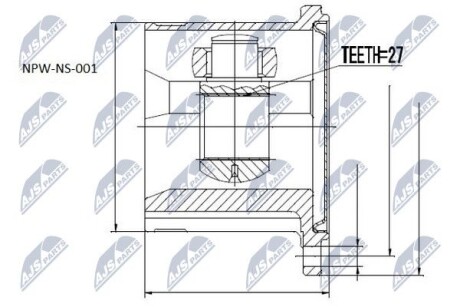 ШРУС внутренний (тришип) Nissan NP300, X-terra, Terrano, Infiniti FX,QX,Q70 NTY NPWNS001