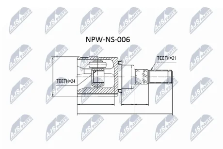 ШРКШ внутр. задній NISSAN MURANO, QASHQAI, X-TRAIL, RENAULT KADJAR, KOLEOS (вир-во) NTY NPW-NS-006
