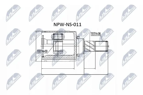 ШРКШ внутр. лівий NISSAN QASHQAI I (вир-во) NTY NPW-NS-011