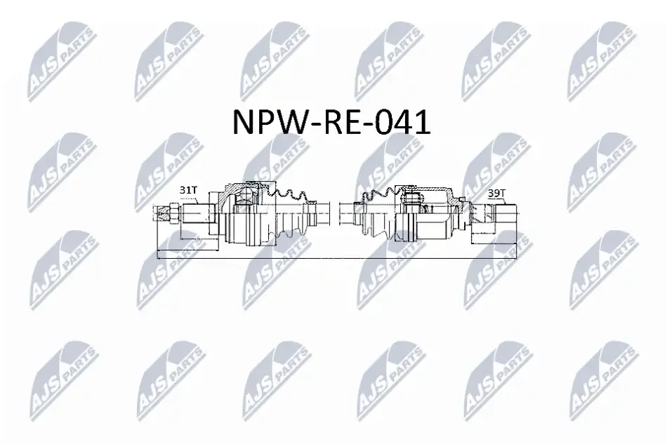 Піввісь ліва Renault Master 2.3dCi 10- (L:743/A:31/D:39) NTY NPW-RE-041 (фото 1)