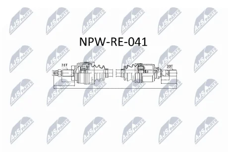 Піввісь ліва Renault Master 2.3dCi 10- (L:743/A:31/D:39) NTY NPW-RE-041