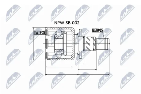 Внутренний шрус Suzuki SX4 2WD 06-14 Fiat Sedici 1.9D 2WD 06-14, 4410179J60 NTY NPW-SB-002