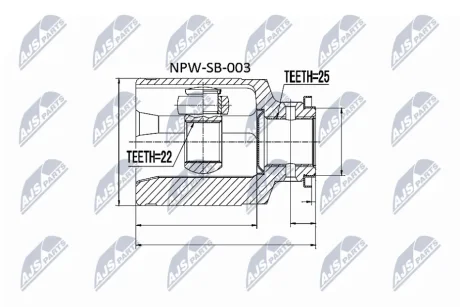 Шарнір рівних кутових швидкостей (ШРУС), внутрішній NTY NPW-SB-003