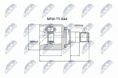 Шарнір рівних кутових швидкостей зовнішній NTY NPW-TY-044