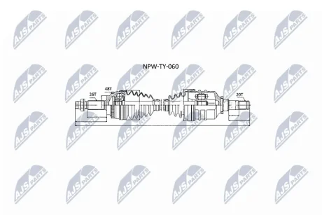 Приводной вал (полуось) toyota avensis t25 1 8 0308, 4342005240 NTY NPW-TY-060