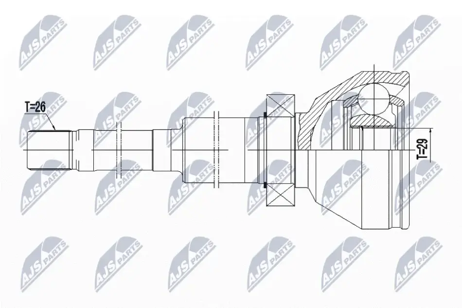 Шарнір рівних кутових швидкостей (ШРУС), внутрішній NTY NPW-VV-072 (фото 1)