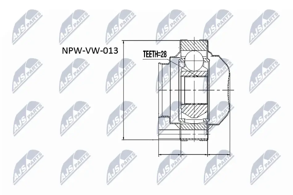 Шарнір рівних кутових швидкостей (ШРУС), внутрішній NTY NPW-VW-013 (фото 1)