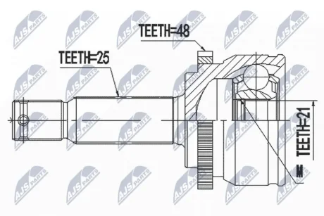 ШАРНІР РІВНИХ КУТОВИХ ШВИДКОСТЕЙ NTY NPZ-HY-555