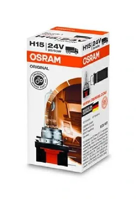 Лампочка галоген, 1шт, H15, 24В, max. 60/20Вт, тип гнізда PGJ23T-1 OSRAM 64177 (фото 1)