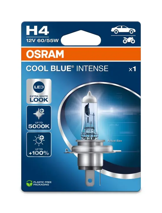 Лампа фарна H4 12V 60/55W P43t COOL BLUE INTENSE Next Gen blister 1шт eco-упаковка (вир-во) OSRAM 64193CBN-1BL (фото 1)