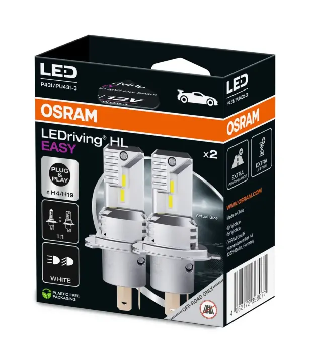 Лампа світлодіодна LED H4/H19 LEDriving HL EASY 12V 6500К (комплект 2 шт.) eco-упак. (вир-во) OSRAM 64193DWESY-2HB (фото 1)