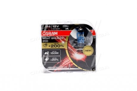 ЛАМПА H4 P43t 12V 60/55W NIGHT BREAKER +200% 4050K OSRAM 64193NB200HCB