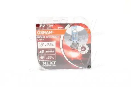 Лампа фарна H7 12V 55W PX26d NIGHT BREAKER LASER next generation (комплект) (вир-во) OSRAM 64210NLHCB