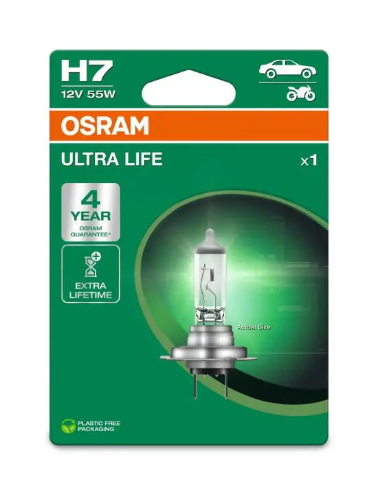 Лампочка H7 Ultra Life (упаковка-блістер, 1 шт, 12В, 55Вт, тип гнізда: PX26D) OSRAM 64210ULT-1BL (фото 1)