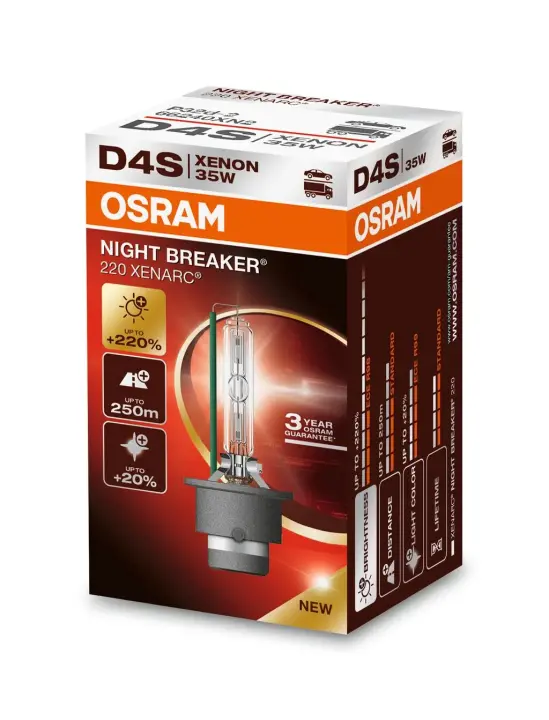 Лампочка D4S XENARC NIGHT BREAKER 220 (картон, 1 шт, 42В, білий прохолодний, 35Вт, тип гнізда: P32D-5) OSRAM 66440XN2 (фото 1)