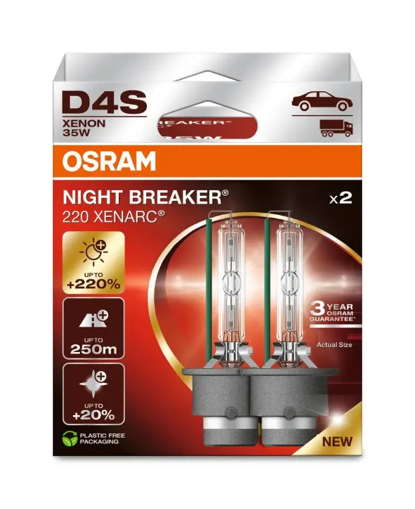 Лампочка D4S XENARC NIGHT BREAKER 220 (набір, 2 шт, 42В, білий прохолодний, 35Вт, тип гнізда: P32D-5) OSRAM 66440XN2-2HB (фото 1)