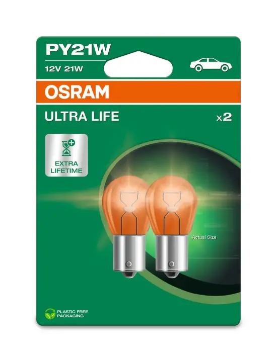 Лампа розжарювання PY21W 12V 21W BAU15s Ultra Life (компл.) (вир-во) OSRAM 7507ULT-2BL (фото 1)
