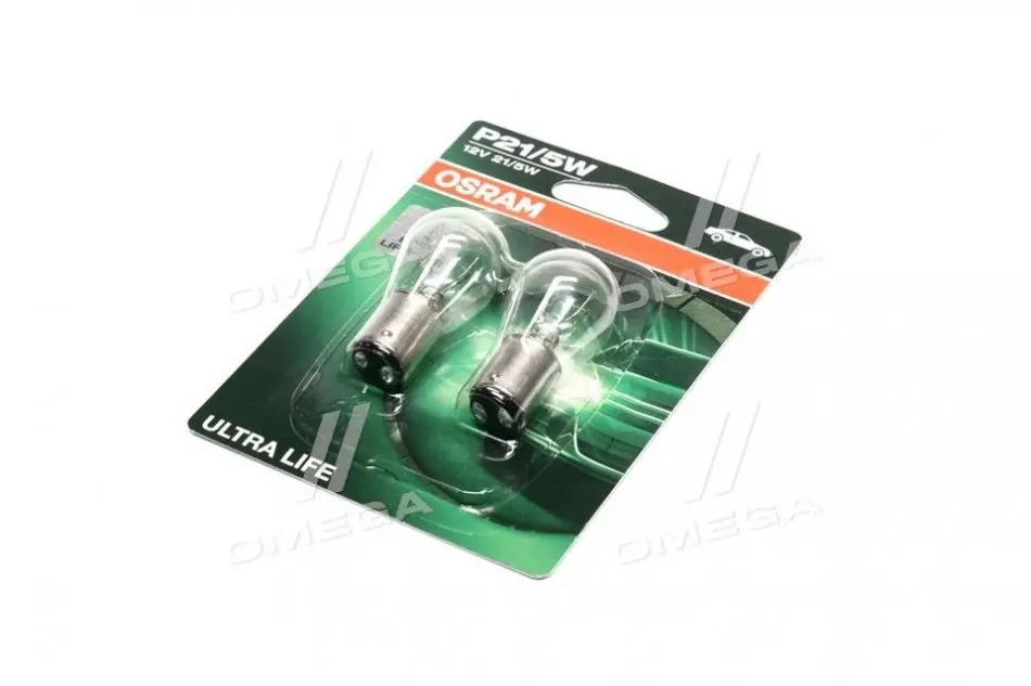Лампа розжарювання P21/5W12V 21/5W BAY15d Ultra Life (Blister 2шт)(вир-во) OSRAM 7528ULT-02b (фото 1)