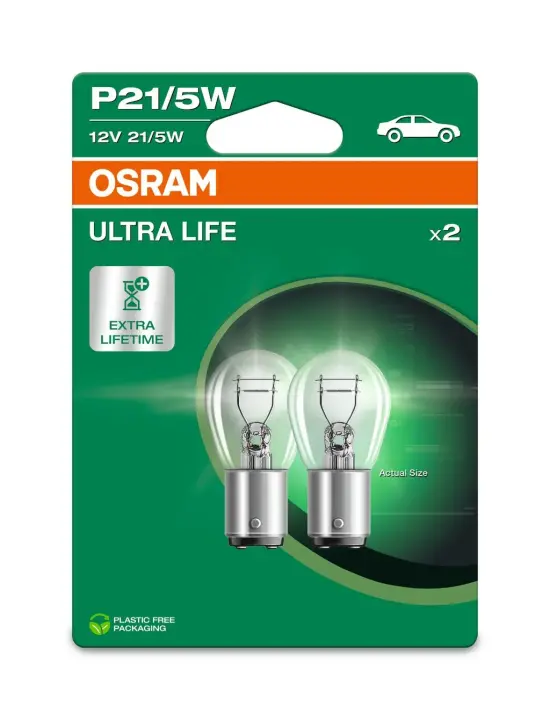 Лампа розжарювання P21/5W12V 21/5W BAY15d Ultra Life (Blister 2шт)(вир-во) OSRAM 7528ULT-2BL (фото 1)