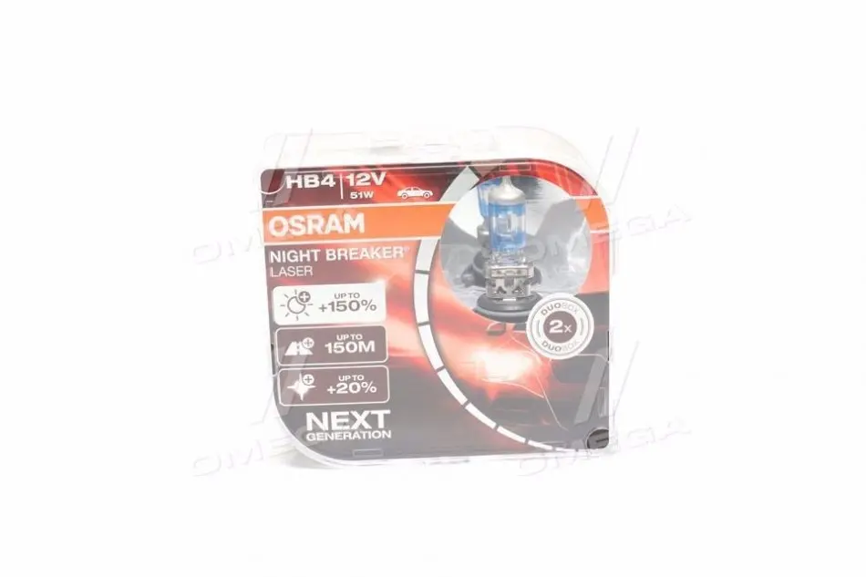Лампочка Night Breaker Laser галоген HB4 (5 шт, 12 В, 51 Вт, тип гнізда: P22D, Білий (EN) up to 150% greater brightness (EN) up to 150m light beam (EN) up to 20% whiter light) OSRAM 9006NLHCB (фото 1)