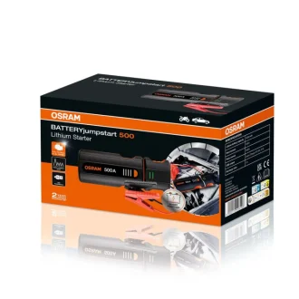 Пусковий пристрій BATTERYjumpstart 500 / 6000mAh (вир-во) Пусковий пристрій для 12-вольтових автомобілів з бензиновими двигунами об\'ємом до 3,0 л і дизельними двигунами об\'ємом до 1,5 л - Вбудована функція "Boost" - пуск акумуляторів від 0 В OSRAM OJS010