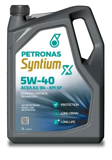 Олива 5W40 SYNTIUM X (5L) (VW502 00/505 00/RN0700/0710/PSA 2296) Petronas 70983M12EU (фото 1)