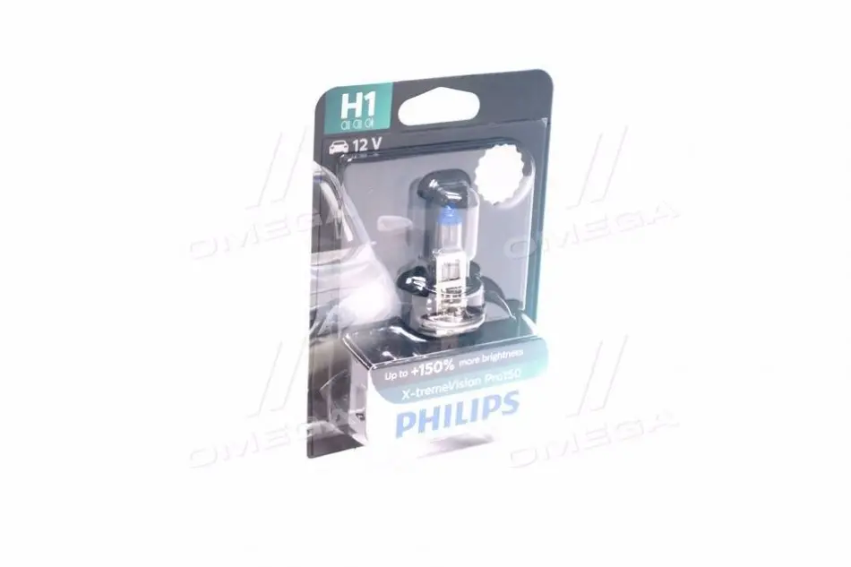 Лампа розжарювання H1 X-tremeVision Pro150 (+150) 12V 55W P14,5s (вир-во Philips) PHILIPS 12258XVPB1 (фото 1)
