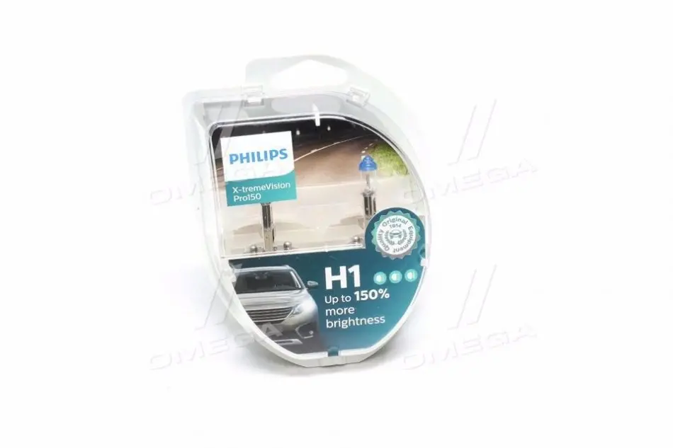 Лампа розжарювання H1 X-tremeVision Pro150 (+150) 12V 55W P14,5s (комплект) (вир-во Philips) PHILIPS 12258XVPS2 (фото 1)