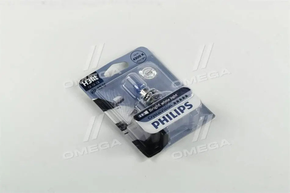 Лампа розжарювання H3 12V 55W PK22 Cristal Vision 1шт blister 4300K (вир-во Philips) PHILIPS 12336CVB1 (фото 1)