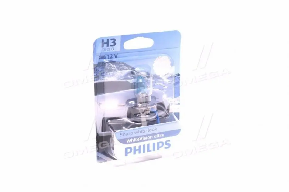 Лампа розжарювання H3 WhiteVision ultra 12V 55W P14,5s (+60) (3900K) 1шт. blister (вир-во Philips) PHILIPS 12336WVUB1 (фото 1)