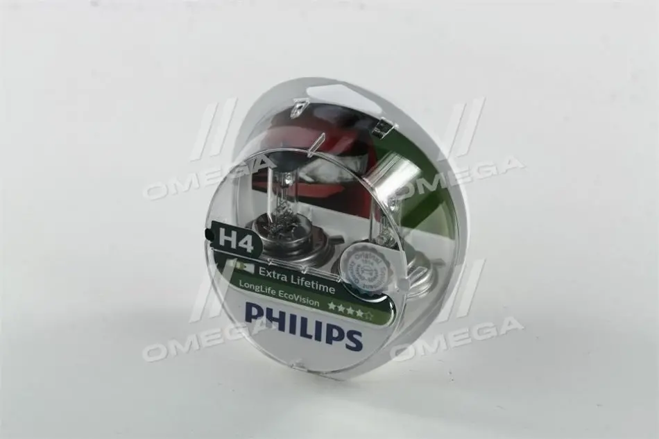 Лампа розжарювання H4 12V 60/55W P43t-38 LongerLife Ecovision 2шт (вир-во Philips) PHILIPS 12342LLECOS2 (фото 1)