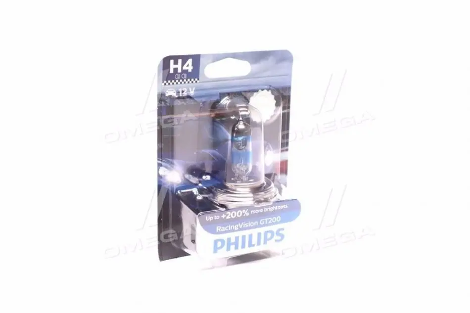 Лампа розжарювання H4 RacingVision GT200 +200 12V 60/55W P43t-38(вир-во Philips) PHILIPS 12342RGTB1 (фото 1)