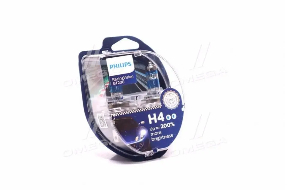 Лампа розжарювання H4 RacingVision GT200 +200 12V 60/55W P43t-38 (комплект) (вир-во Philips) PHILIPS 12342RGTS2 (фото 1)
