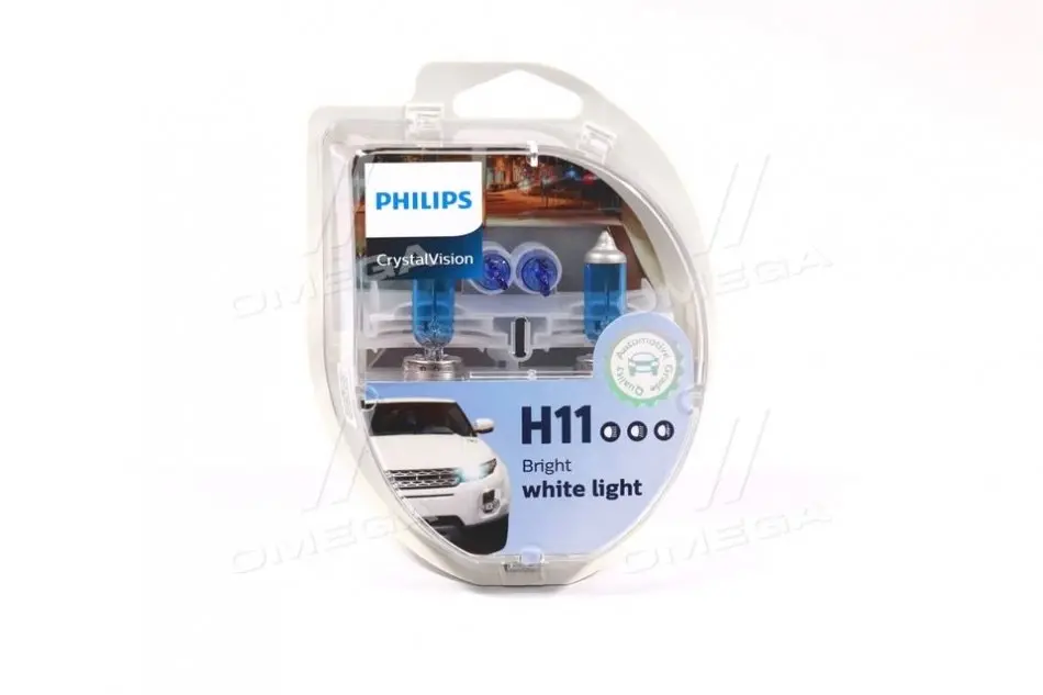 Лампа розжарювання H11 12V 55W PGJ19-2 Cristal Vision + 2x W5W 4300K (к-т) (вир-во Philips) PHILIPS 12362CVS2 (фото 1)