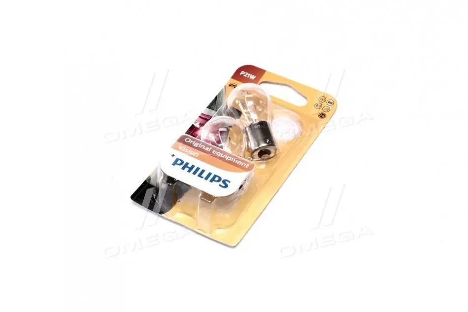 Лампа розжарювання P21W12V 21W BA15s (blister 2шт) (вир-во Philips) PHILIPS 12498B2 (фото 1)