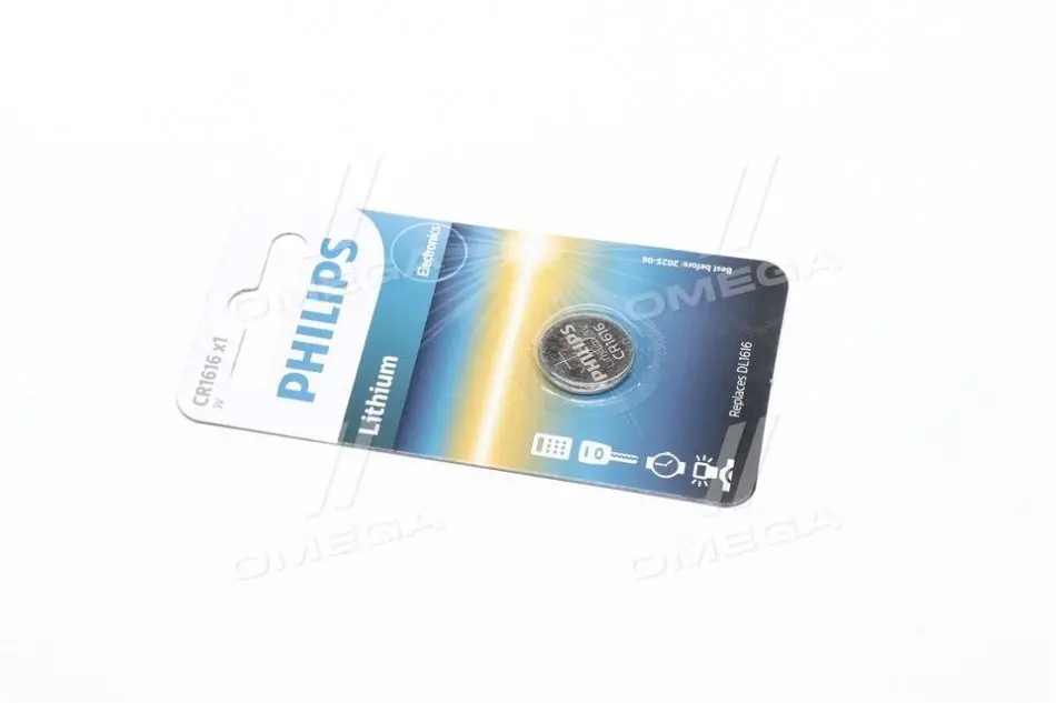 Батарейка CR1616 - 3.0V coin 1-blister (16.0 x 1.6) - Lithium (вир-во Philips) PHILIPS CR1616/00B (фото 1)