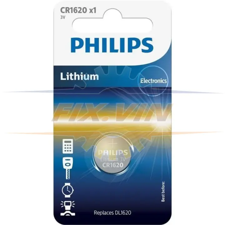 Батарейки кнопкові, літієві PHILIPS CR1620/00B (фото 1)
