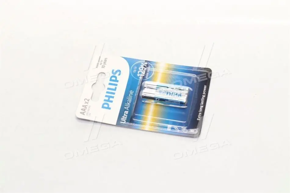 Батарейка LR03/AAA Ultra Alkaline Blister 2шт (вир-во Philips) PHILIPS LR03E2B/10 (фото 1)