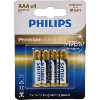 Батарейки циліндричні, лужні PHILIPS LR03M4B/10