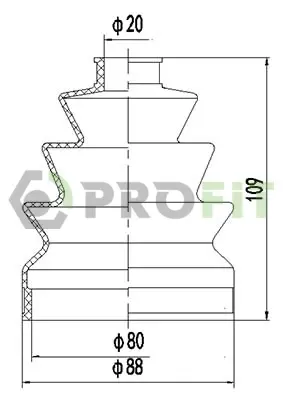 Пильник ШРКШ гумовий + змазка PROFIT 2810-0023 XLB (фото 1)
